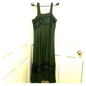 Vintage green paisley maxi dress